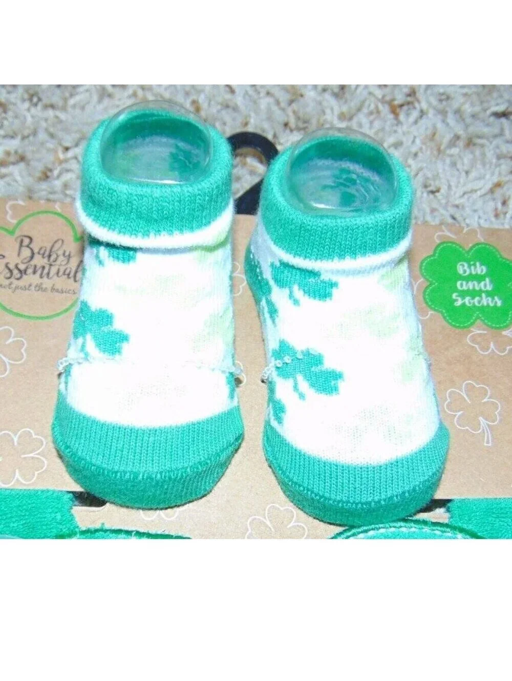 Baby Essentials My First St. Patricks Day Bib & Socks 0/6 months Green White